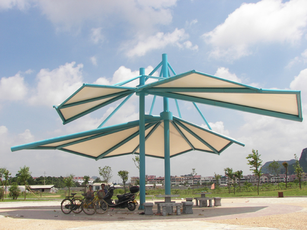 公園膜傘膜結(jié)構(gòu)遮陽棚JY-100MS，遮陽棚景觀安裝定制