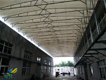 過道棚遮陽防雨-過道棚大型膜結(jié)構(gòu)，電動(dòng)伸縮型