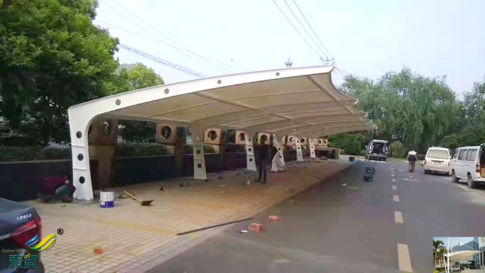 武漢景觀張拉膜結(jié)構(gòu)停車(chē)棚設(shè)施設(shè)計(jì)圖片廠家工程
