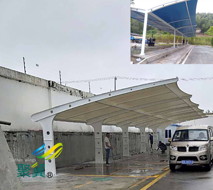 膜結(jié)構(gòu)車棚汽車車棚雨天施工養(yǎng)護(hù)注意事項(xiàng) 